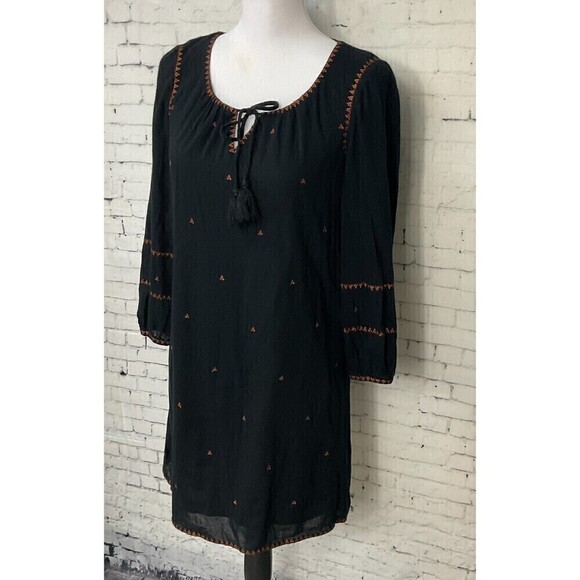 Madewell Women Black Sheath Dress Sz XXS Sweetheart Neck Ballon Sleeves Long E1 - Picture 3 of 12